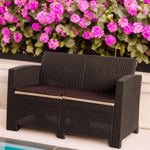 Двухместный диван под искусственный ротанг для отдыха Калифорния «California» с подушками