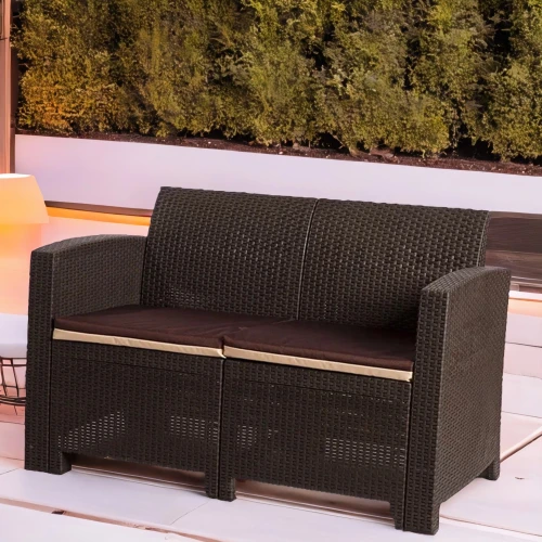 Двухместный диван под искусственный ротанг для отдыха Калифорния «California» с подушками