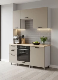 Готовая кухня МК Аленушка 1,6м в.7 Орешник Матовый Вижен,скоба черный,сонома (без столешницы)