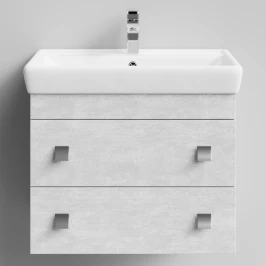 Тумба Квадро 70 подвесной, Белый камень ПВХ 57805 Vodok с раковиной в комплекте