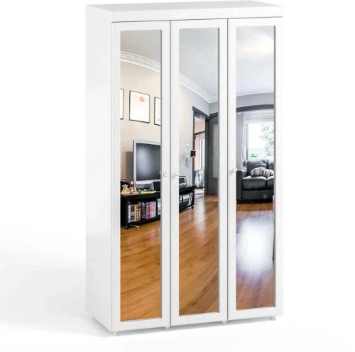 Шкаф 3-х дверный с 3-я зеркалами Монако МН-55 белое дерево