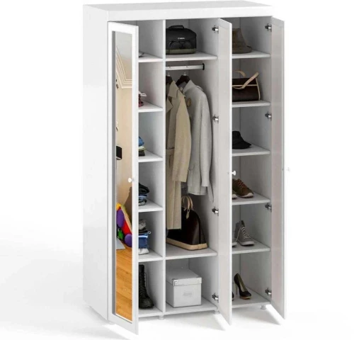 Шкаф 3-х дверный с 3-я зеркалами Монако МН-55 белое дерево