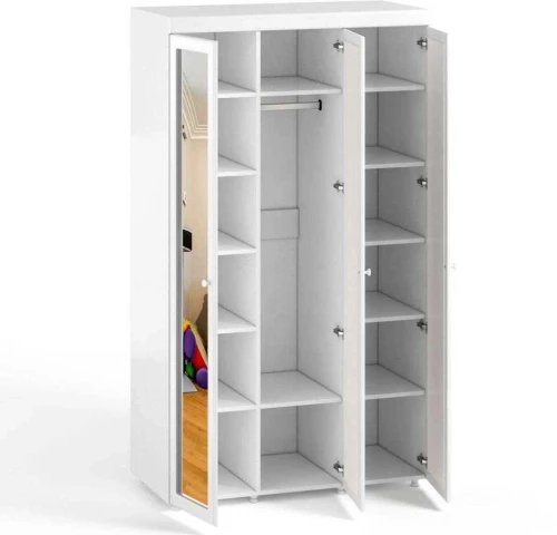 Шкаф 3-х дверный с 3-я зеркалами Монако МН-55 белое дерево