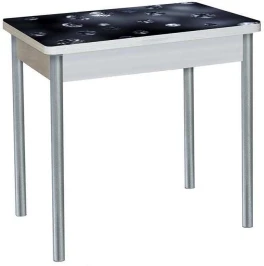 Бронкс фотопечать стол обеденный поворотно-раскладной / кристаллы/бетон белый/металлик