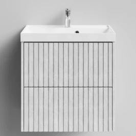 Тумба Тач 60 подвесной, Белый камень ПВХ 57805 Vodok с раковиной в комплекте