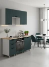 Готовый кухонный гарнитур МК Аленушка 1,6м в.7 Лотос Изумруд,скоба антрацит,сонома