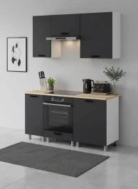 Готовый кухонный гарнитур МК Аленушка 1,6м в.5 Лаванда Сталь,скоба черный,сонома