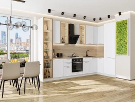 Кухонный гарнитур Квадро-04 Белый-Белый-Золото