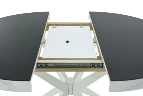 Стол Оскар D950 Glass, Белый, Стекло Чёрное