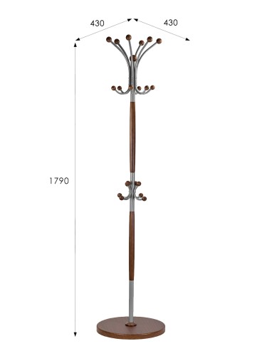 Вешалка напольная Д 1 металлик/ средне-коричневый