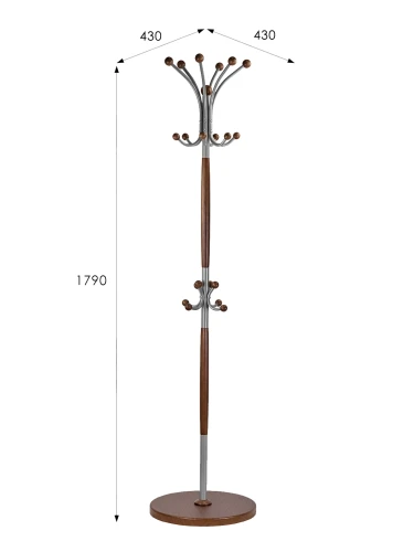 Вешалка напольная Д 1 металлик/ средне-коричневый