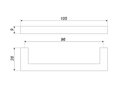 Ручка скоба мебельная QUADRA RS043MBSG.4 Матовое золото 105*9*28