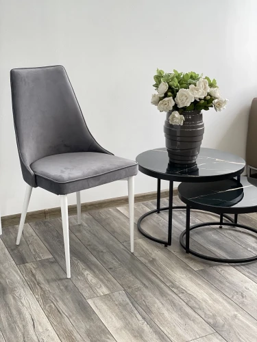 Стул NEPAL-P СЕРЫЙ #27, велюр/ белый каркас М-City