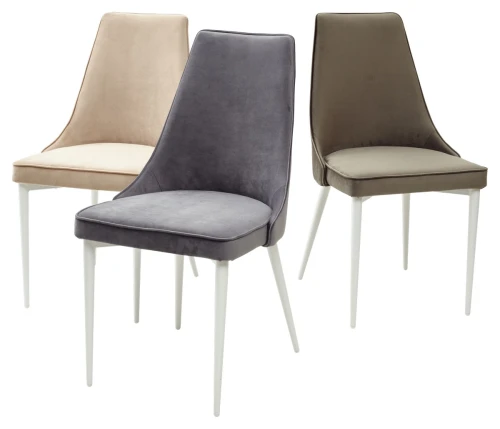 Стул NEPAL-P СЕРЫЙ #27, велюр/ белый каркас М-City