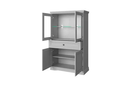 VALENCIA, Шкаф с витриной 2V2D1S. Цвет СЕРЫЙ