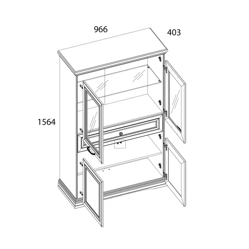 VALENCIA, Шкаф с витриной 2V2D1S. Цвет СЕРЫЙ