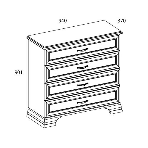 Комод 4S, TIFFANY, цвет вудлайн кремовый