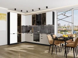 Кухонный гарнитур Евро Лайн-07 Белый/Агат Graphite