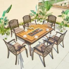 Уличный комплект из литого алюминия на 6 персон стол Барбекю-1 (151,5х94х73см)  + 6 кресел БОСТОН «BOSTON»