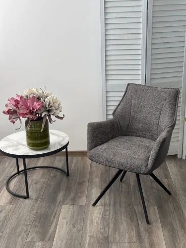 Стул BREVIS 180 град. поворот. XD841-16 Серый, букле/ GINO-457 Серый, ткань/ Черный, ®DISAUR