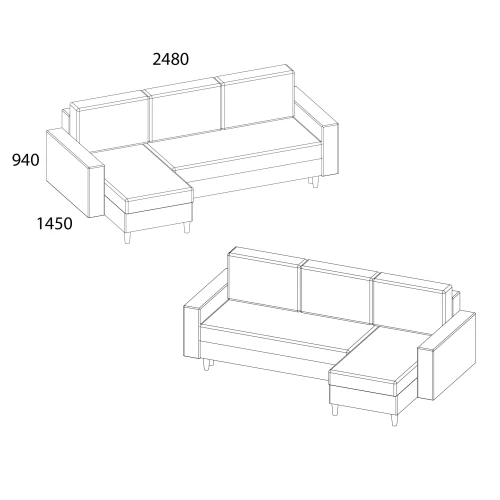 МЯГКАЯ МЕБЕЛЬ, Диван угловой CARMEN SOFT. Цвет FUSION 01