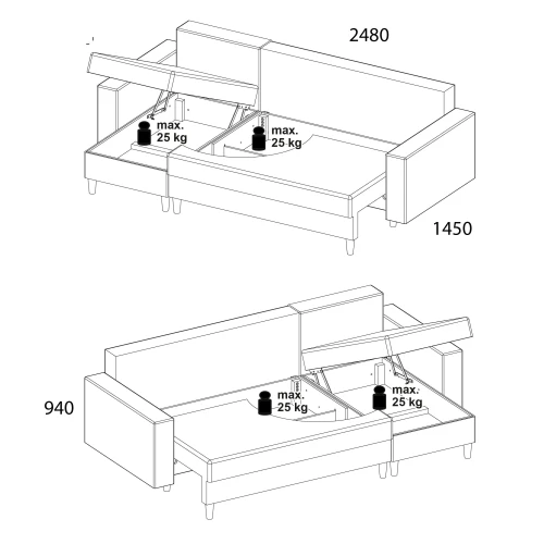 МЯГКАЯ МЕБЕЛЬ, Диван угловой CARMEN SOFT. Цвет FUSION 01