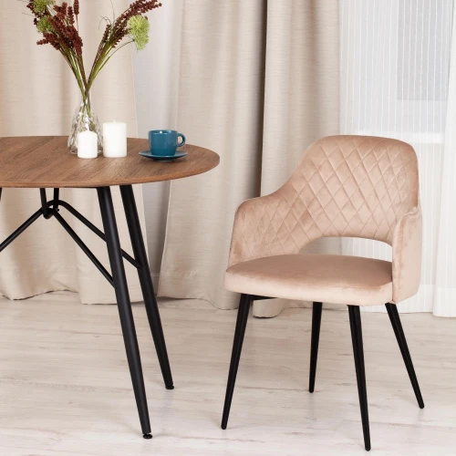 Кресло VALKYRIA (mod. 711) ткань/металл, 55х55х80 см, высота до сиденья 48 см, бежевый barkhat 5/черный (Комплект из 4 шт.)