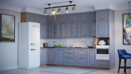 Трехуровневая кухня Ницца 3800х1800 Монблан Софт МДФ ПВХ угловая