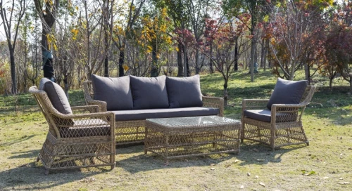 "Гранд Латте" диван трехместный из искусственного ротанга, цвет соломенный