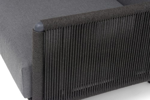 "Джелло" кресло плетеное из роупа, каркас алюминий темно-серый (RAL7024) муар, роуп темно-серый круглый, ткань темно-серая 027