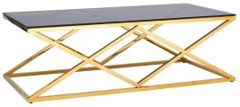 CS-06G Стол Журнальный стеклянный тонированный 120*60*40, основание метал золото