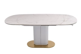 Стол обеденный раскладной Атриум-2 MC3035-140W, 140(30+30)х100х77 см, белая керамика Стол обеденный раскладной Атриум-2 MC3035-140W, 140(30+30)х100х77 см, белая керамика