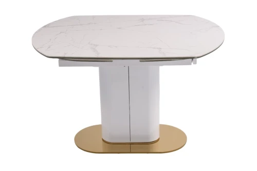 Стол обеденный раскладной Атриум-2 MC3035-140W, 140(30+30)х100х77 см, белая керамика