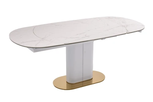 Стол обеденный раскладной Атриум-2 MC3035-140W, 140(30+30)х100х77 см, белая керамика