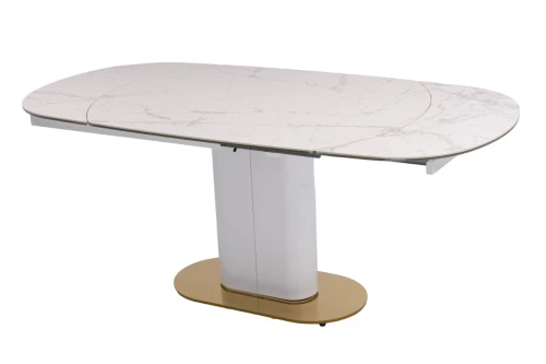 Стол обеденный раскладной Атриум-2 MC3035-140W, 140(30+30)х100х77 см, белая керамика