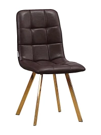 C919/DC809 Стул мягкий, ТЕМНО-КОРИЧНЕВЫЙ#19-7 экокожа, каркас металл золото КВАДРАТ