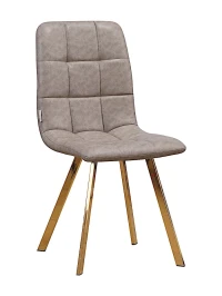 C919/DC809 Стул мягкий, КЭМЕЛ#18-27 экокожа, каркас металл золото КВАДРАТ