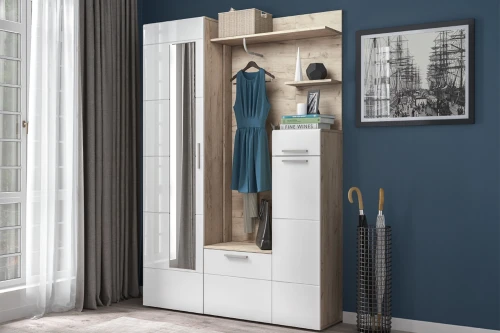 Шкаф многоцелевого назначения Лайн 10.16 Н, Дуб серый, Белый