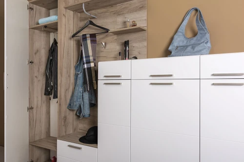 Шкаф многоцелевого назначения Лайн 10.16 Н, Дуб серый, Белый