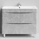 Тумба Адель 100 напольный, Мрамор Белый софт тач 4044-2 Vodok с раковиной в комплекте