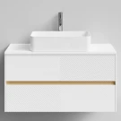 Тумба Аурум 100, базовая Белая эмаль, матовая, 2 ящика, подвесной Vodok с раковиной в комплекте