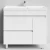 Тумба Бест 90 правая дверь, напольный, белый глянец Vodok с раковиной в комплекте