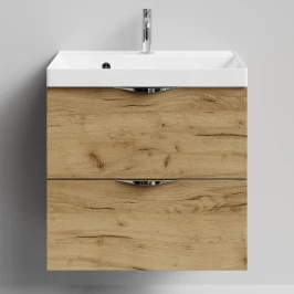 Тумба Марко 60 подвесной, ручки Хром, Дуб Тортуга ПВХ 2357-43 Vodok с раковиной в комплекте