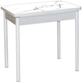 Бронкс фотопечать стол обеденный поворотно-раскладной / белый мрамор/бетон белый/белый