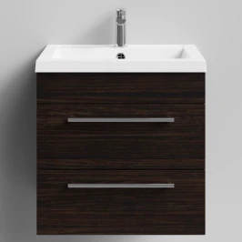 Тумба Элис 58 подвесной, 2 ящика, Палисандр ПВХ 43101 Vodok с раковиной в комплекте