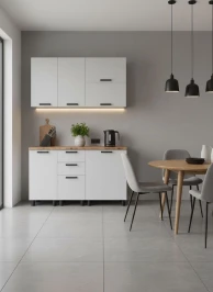 Готовый кухонный гарнитур МК Аленушка 1,4м с ящ. Магнолия Молочный,скоба черный,сонома