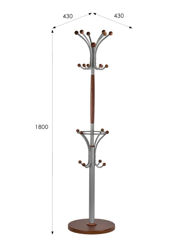 Вешалка напольная Д 2 металлик/ средне-коричневый