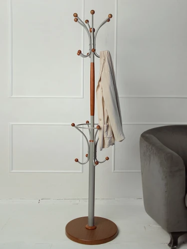 Вешалка напольная Д 2 металлик/ средне-коричневый