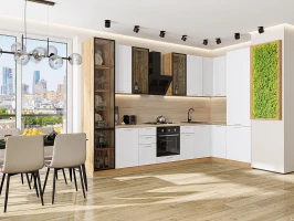 Кухонный гарнитур Квадро-04 Белый-Дуб Вотан