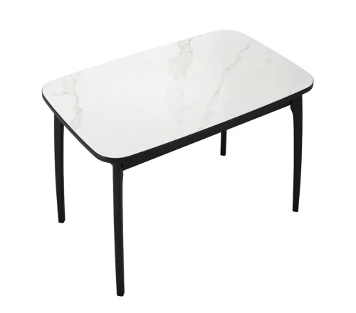 Стол DikLine MK40 Керамика Белый мрамор/подстолье черное/опоры черные